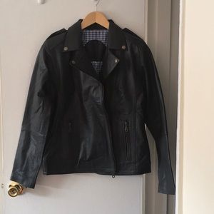 Leather and wool jacket, size M women